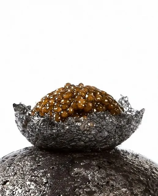 An Alchemist caviar impression cradled in a delicate edible silver shell